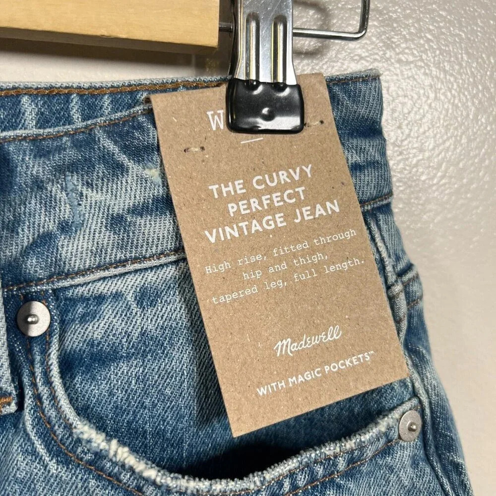 Madewell Curvy Perfect Vintage Jean Size 25 Petite Liland Light Wash Distressed - Picture 6 of 13